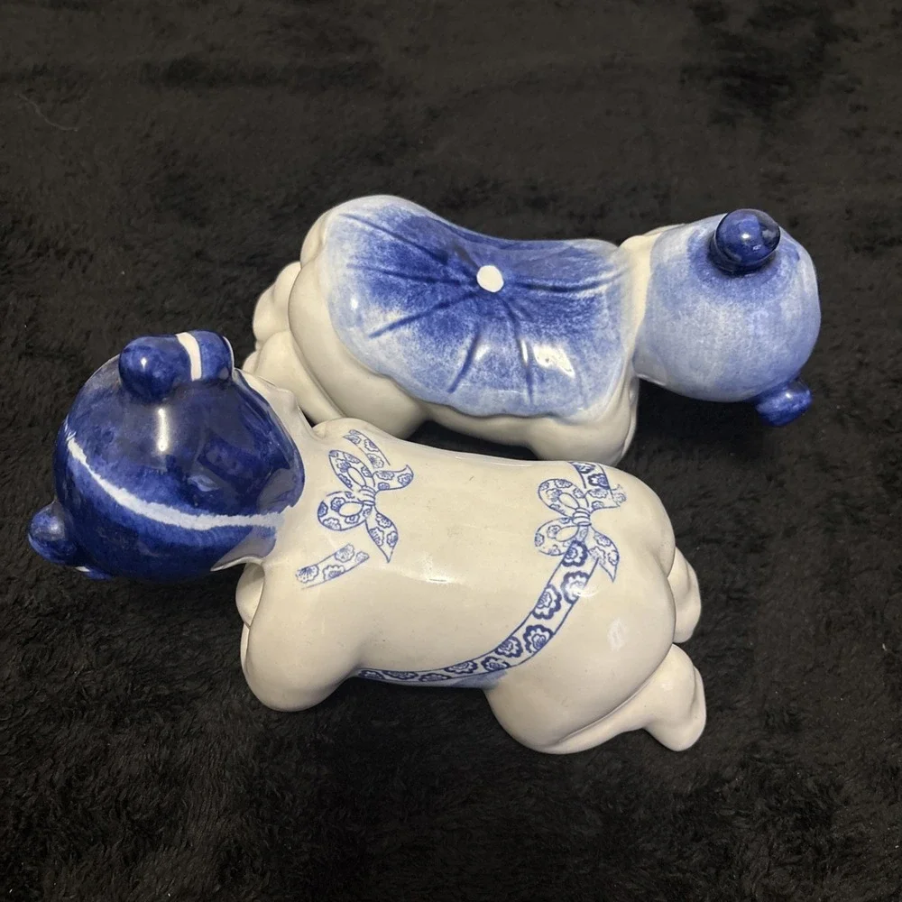 Vintage Pair Chinese Opium‎ Pillow Headrest Porcelain 9''